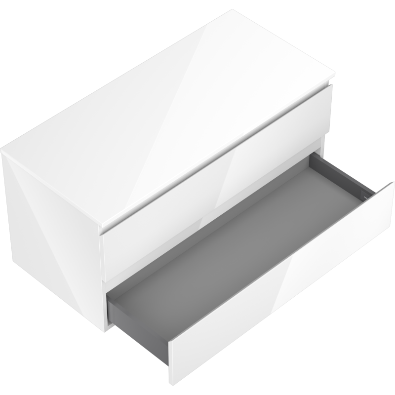 Mexen Orio meuble de salle de bain sous-lavabo 100 cm avec plateau, 2 tiroirs, blanc brillant - 91A10-10047-2-BFFC00