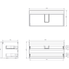Mexen Orio meuble de salle de bain sous vasque 100 cm avec plateau, 2 tiroirs, noir brillant - 91A10-10047-2-BFFC70