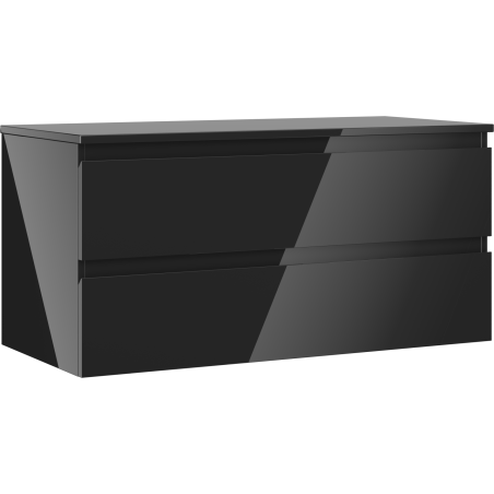 Mexen Orio meuble de salle de bain sous-lavabo 100 cm avec plateau, 2 tiroirs, noir brillant - 91A10-10047-2-BFFC70