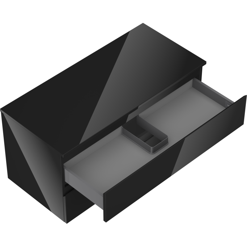 Mexen Orio meuble de salle de bain sous vasque 100 cm avec plateau, 2 tiroirs, noir brillant - 91A10-10047-2-BFFC70