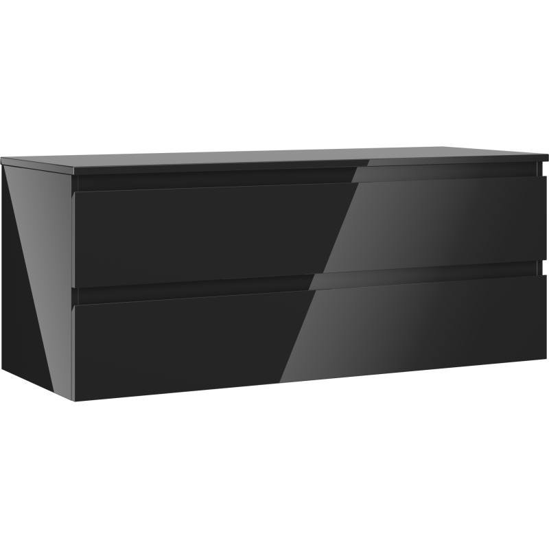 Mexen Orio armoire de salle de bain sous lavabo 120 cm avec plateau, 2 tiroirs, noir brillant - 91A10-12047-2-BFFC70