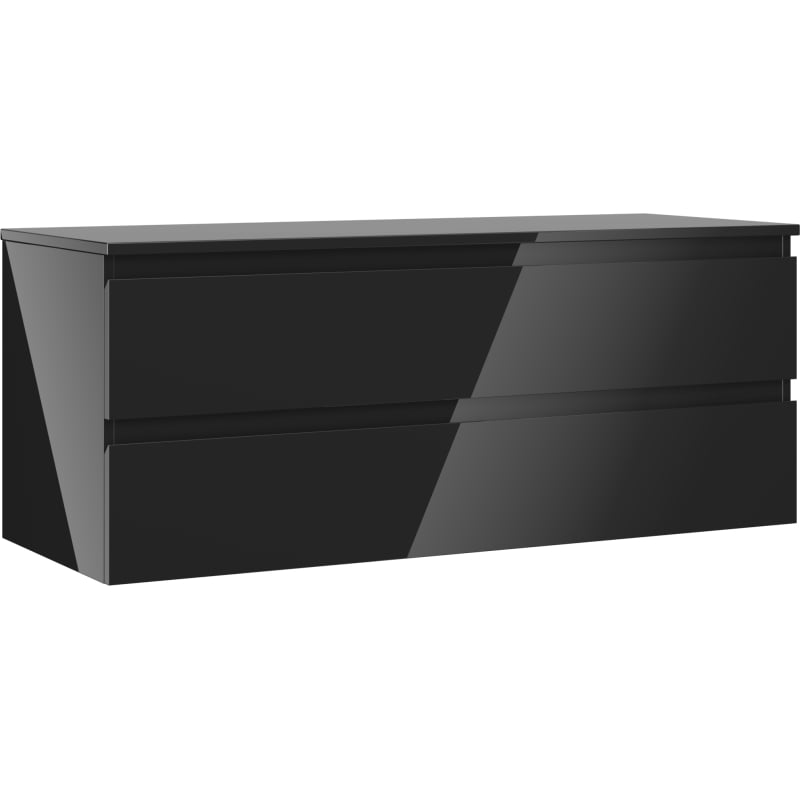 Mexen Orio meuble de salle de bain sous lavabo 120 cm avec plateau, 2 tiroirs, noir brillant - 91A10-12047-2-BFFC70