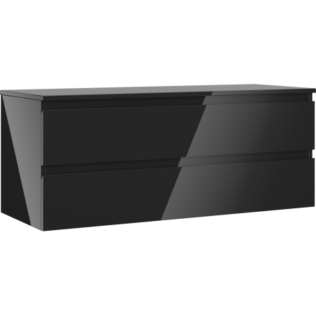 Mexen Orio armoire de salle de bain sous lavabo 120 cm avec plateau, 2 tiroirs, noir brillant - 91A10-12047-2-BFFC70