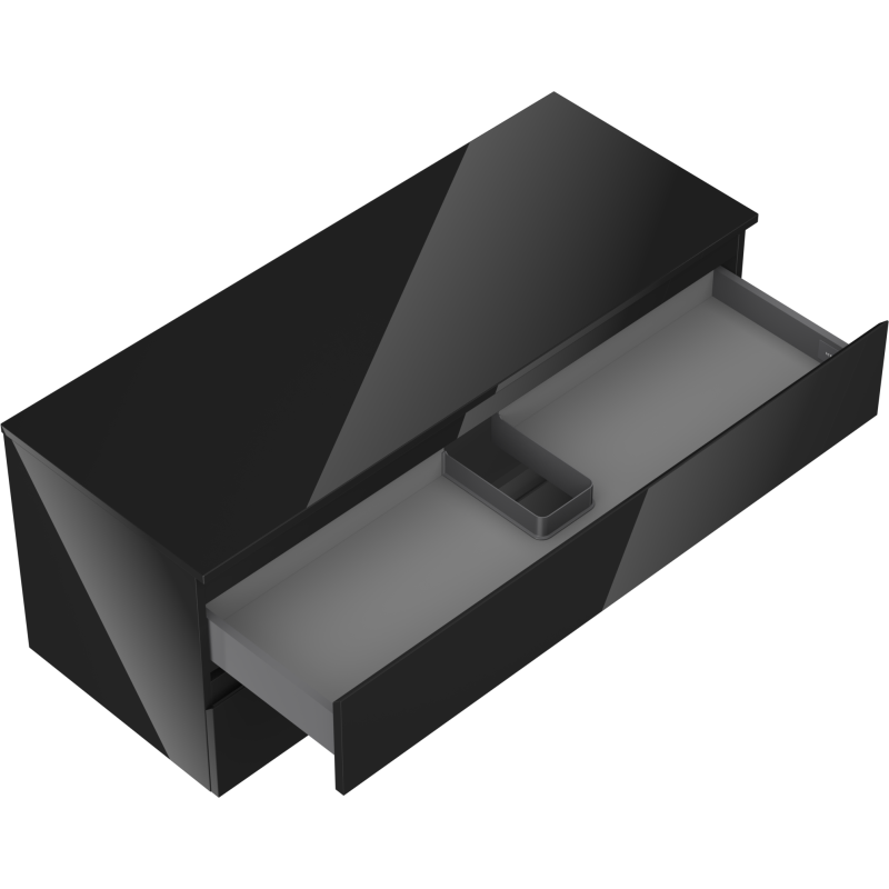 Mexen Orio meuble de salle de bain sous lavabo 120 cm avec plateau, 2 tiroirs, noir brillant - 91A10-12047-2-BFFC70