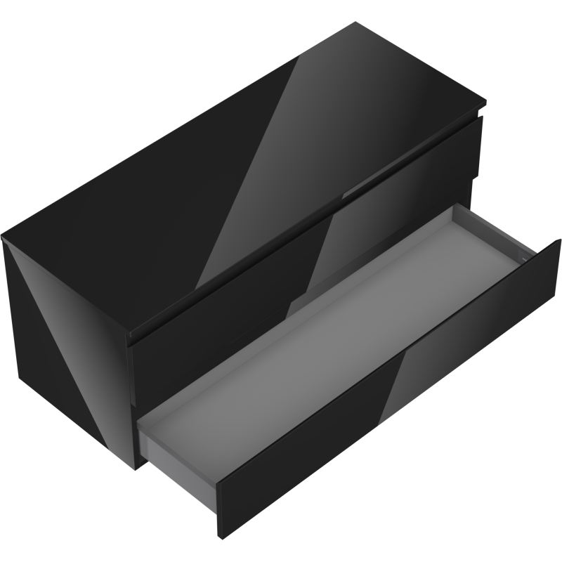 Mexen Orio meuble de salle de bain sous lavabo 120 cm avec plateau, 2 tiroirs, noir brillant - 91A10-12047-2-BFFC70