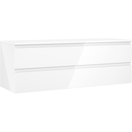 Mexen Orio meuble de salle de bains sous lavabo 140 cm avec plateau, 2 tiroirs, blanc brillant - 91A10-14047-2-BFFC00