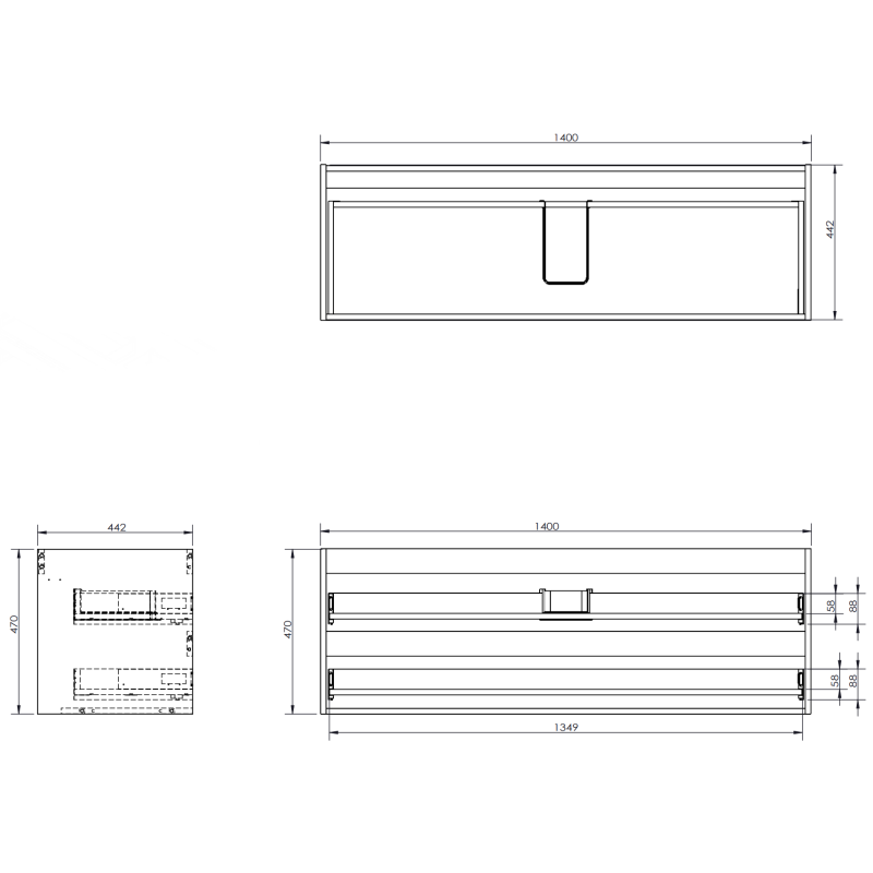 Mexen Orio meuble de salle de bain pour lavabo 140 cm avec plateau, 2 tiroirs, blanc brillant - 91A10-14047-2-BFFC00