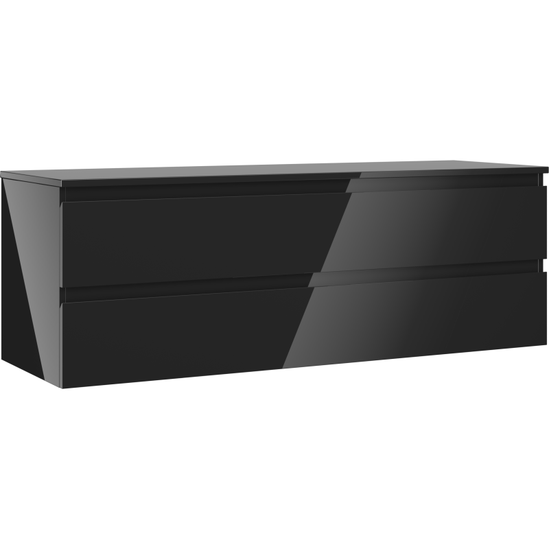 Mexen Orio armoire de salle de bain sous-vasque 140 cm avec plateau, 2 tiroirs, noir brillant - 91A10-14047-2-BFFC70
