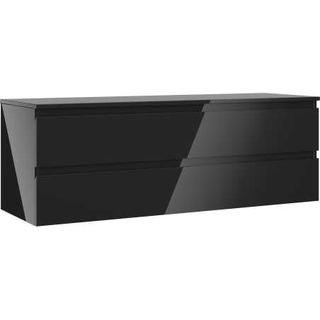 Mexen Orio meuble de salle de bain sous-lavabo 140 cm avec plan, 2 tiroirs, noir brillant - 91A10-14047-2-BFFC70