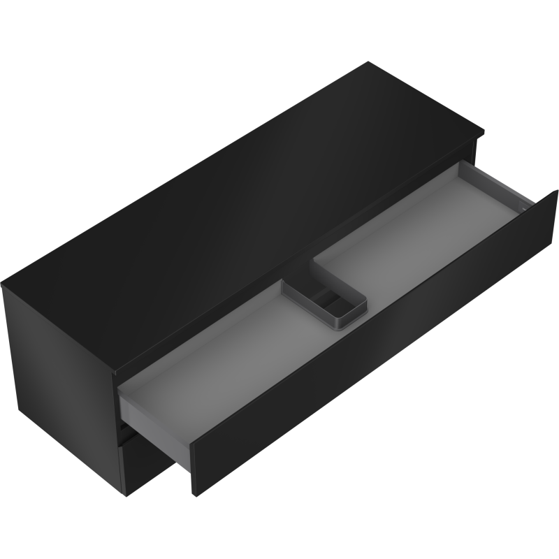 Mexen Orio meuble de salle de bain sous lavabo 140 cm avec plan de travail, 2 tiroirs, noir mat - 91A10-14047-2-BFFC71