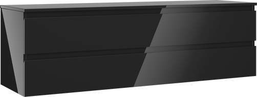 Mexen Orio meuble de salle de bain sous lavabo 160 cm avec plan, 2 tiroirs, noir brillant - 91A10-16047-2-BFFC70