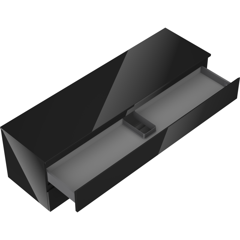 Mexen Orio meuble de salle de bains sous-lavabo 160 cm avec plan, 2 tiroirs, noir brillant - 91A10-16047-2-BFFC70