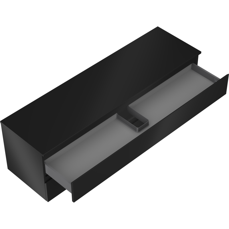Mexen Orio meuble de salle de bain sous vasque 160 cm avec plateau, 2 tiroirs, noir mat - 91A10-16047-2-BFFC71