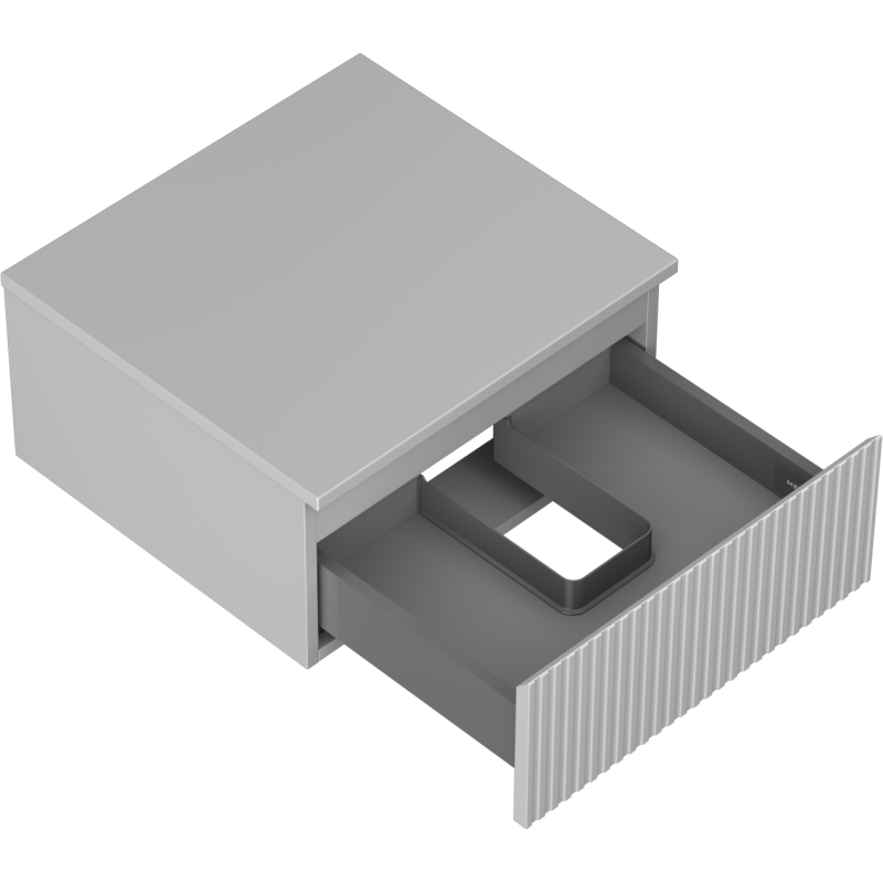 Mexen Rivel placard de salle de bain sous vasque 50 cm avec plateau, 1 tiroir, cannelé, gris mat - 91A20-05023-1-BFC62