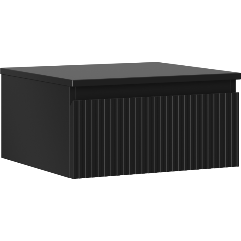 Mexen Rivel meuble de salle de bain sous-vasque 50 cm avec plateau, 1 tiroir, rainuré, noir mat - 91A20-05023-1-BFC71