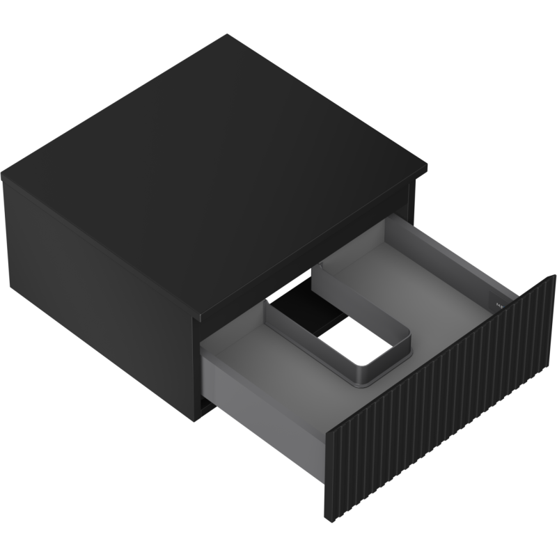 Mexen Rivel meuble de salle de bain sous-vasque 50 cm avec plateau, 1 tiroir, rainuré, noir mat - 91A20-05023-1-BFC71