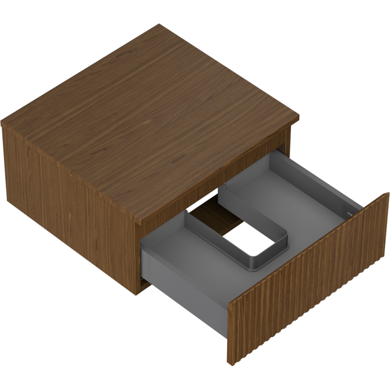 Mexen Rivel armoire de salle de bain sous-vasque 50 cm avec plateau, 1 tiroir, rainuré, noyer - 91A20-05023-1-BFC86