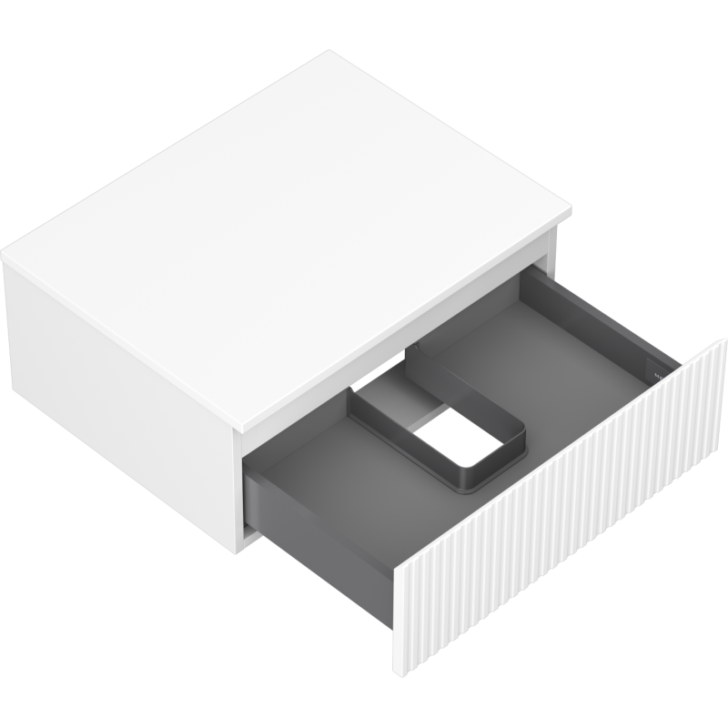 Mexen Rivel meuble de salle de bain sous lavabo 60 cm avec plateau, 1 tiroir, rainuré, blanc mat - 91A20-06023-1-BFC01