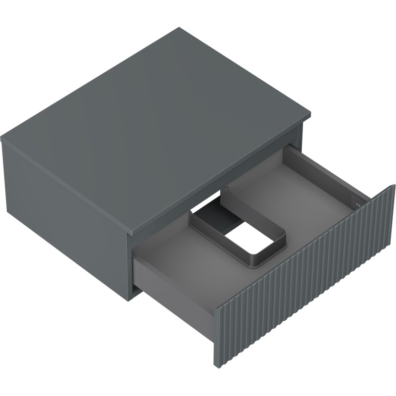 Mexen Rivel meuble de salle de bain sous-lavabo 60 cm avec plateau, 1 tiroir, rainuré, graphite mat - 91A20-06023-1-BFC66