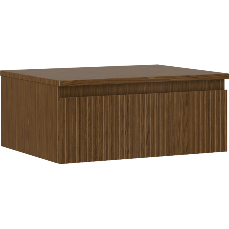 Mexen Rivel armoire de salle de bains sous-lavabo 60 cm avec plateau, 1 tiroir, rainurée, noyer - 91A20-06023-1-BFC86