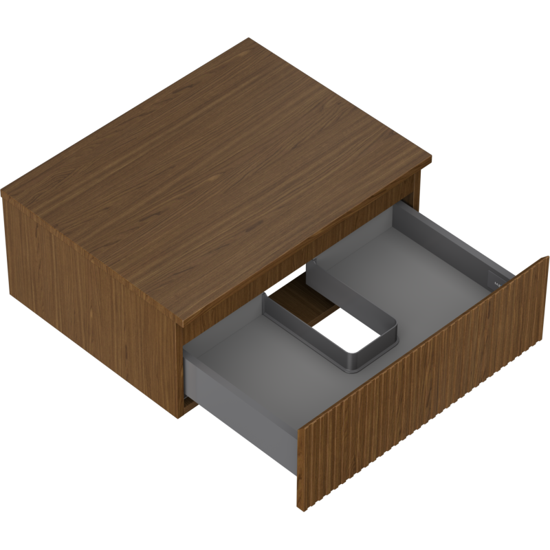 Mexen Rivel armoire de salle de bains sous-lavabo 60 cm avec plateau, 1 tiroir, rainurée, noyer - 91A20-06023-1-BFC86