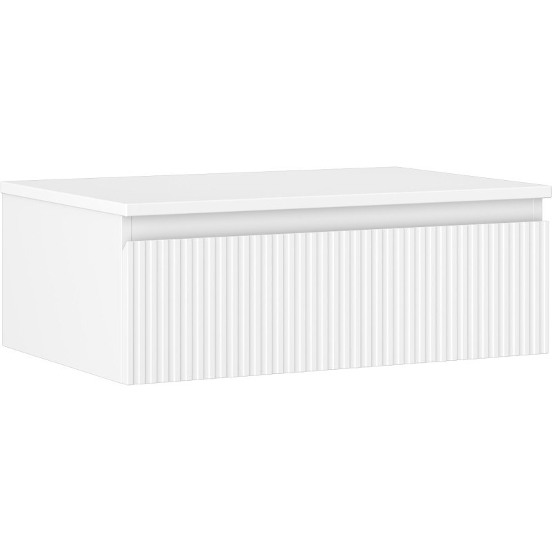 Mexen Rivel armoire de salle de bain sous-lavabo 70 cm avec plateau, 1 tiroir, cannelée, blanc mat - 91A20-07023-1-BFC01