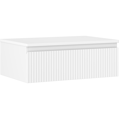 Mexen Rivel armoire de salle de bain sous-lavabo 70 cm avec plateau, 1 tiroir, cannelée, blanc mat - 91A20-07023-1-BFC01