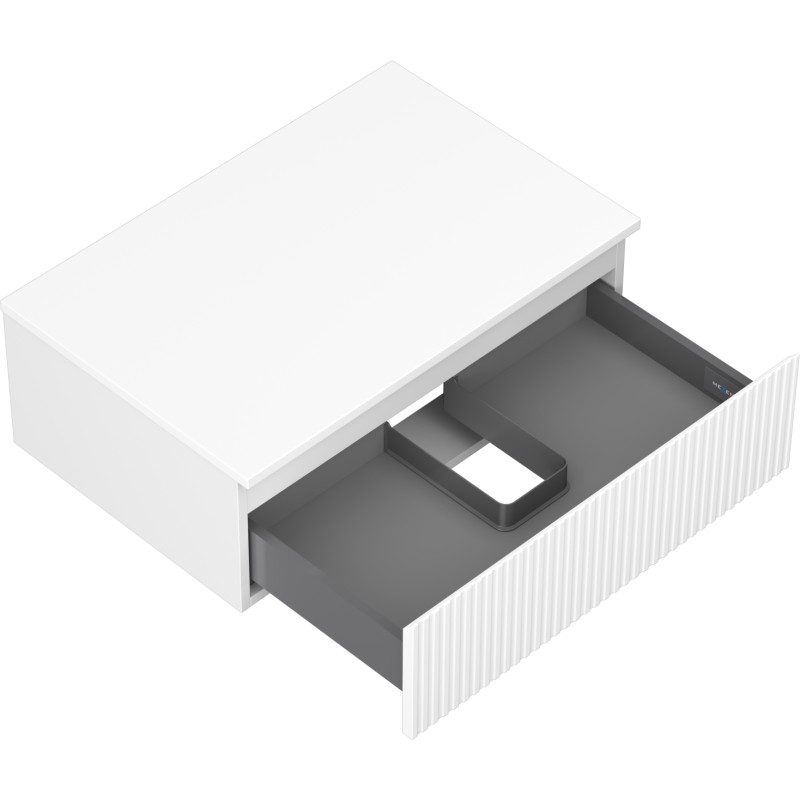 Mexen Rivel armoire de salle de bain sous-lavabo 70 cm avec plateau, 1 tiroir, cannelée, blanc mat - 91A20-07023-1-BFC01