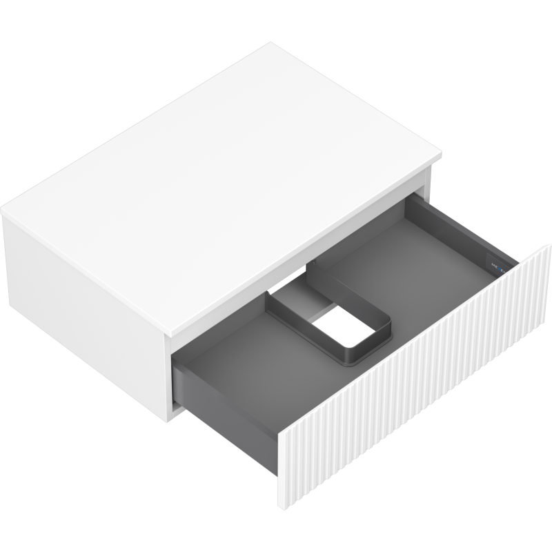 Mexen Rivel meuble de salle de bain sous lavabo 70 cm avec plateau, 1 tiroir, rainuré, blanc mat - 91A20-07023-1-BFC01
