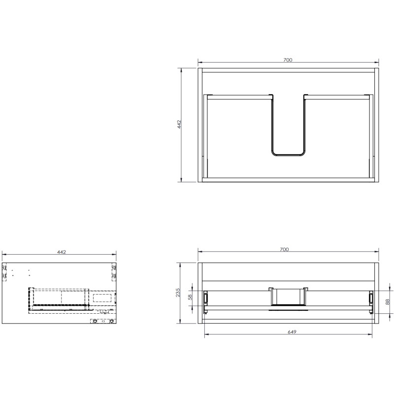 Mexen Rivel armoire de salle de bain sous-lavabo 70 cm avec plateau, 1 tiroir, cannelée, blanc mat - 91A20-07023-1-BFC01