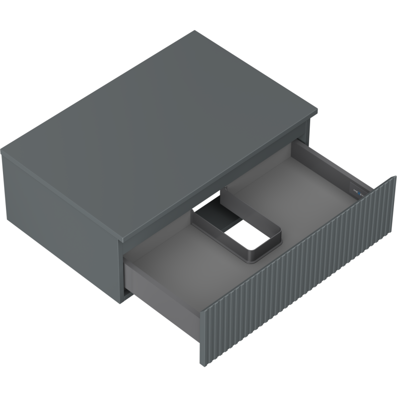 Mexen Rivel armoire de salle de bain sous lavabo 70 cm avec plateau, 1 tiroir, rainuré, graphite mat - 91A20-07023-1-BFC66