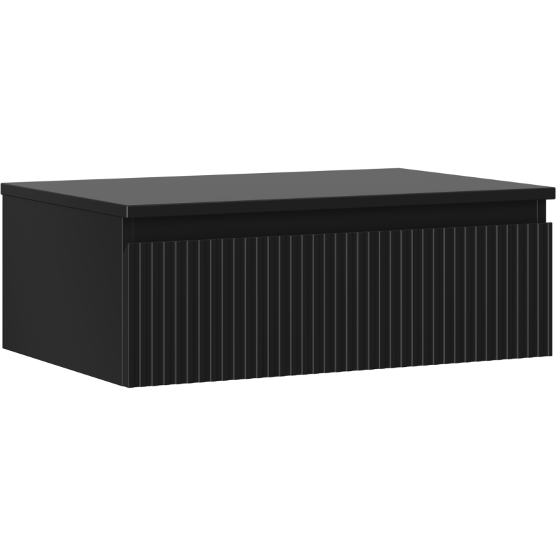 Mexen Rivel meuble de salle de bain sous-lavabo 70 cm avec plateau, 1 tiroir, rainuré, noir mat - 91A20-07023-1-BFC71