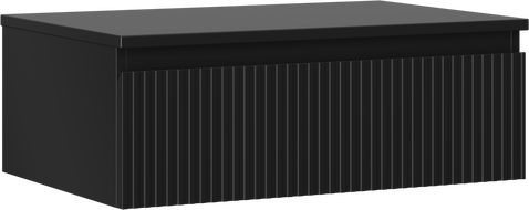 Mexen Rivel meuble de salle de bains sous-vasque 70 cm avec plateau, 1 tiroir, rainuré, noir mat - 91A20-07023-1-BFC71