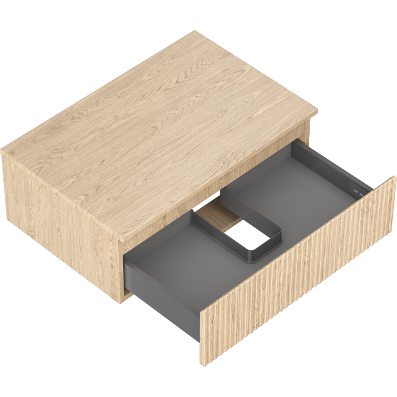Mexen Rivel meuble de salle de bains sous lavabo 70 cm avec plateau, 1 tiroir, rainuré, chêne - 91A20-07023-1-BFC81