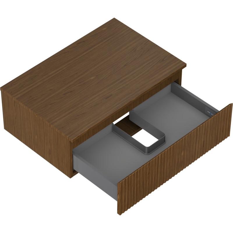 Mexen Rivel meuble de salle de bain sous lavabo 70 cm avec plateau, 1 tiroir, rainuré, noyer - 91A20-07023-1-BFC86