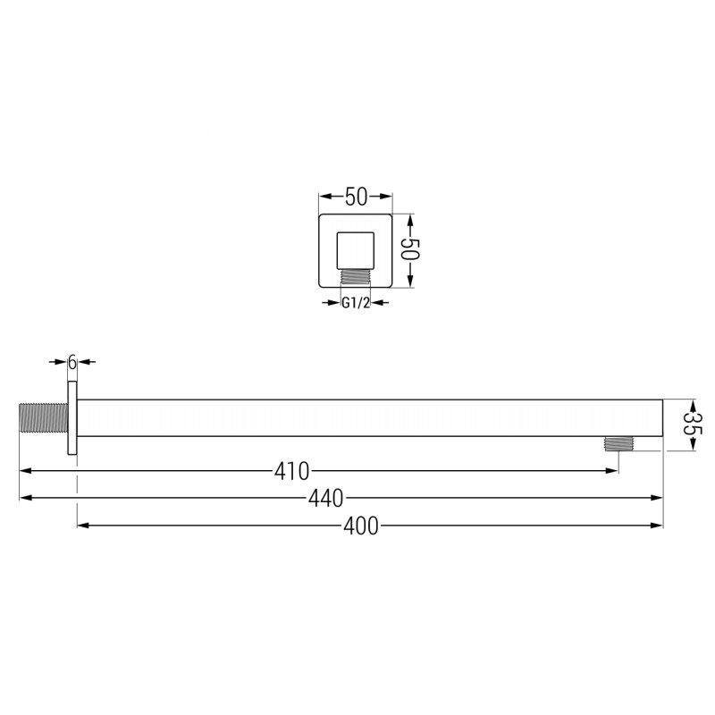 Mexen Cube bras de douche mural 40 cm chromé - 79111-00