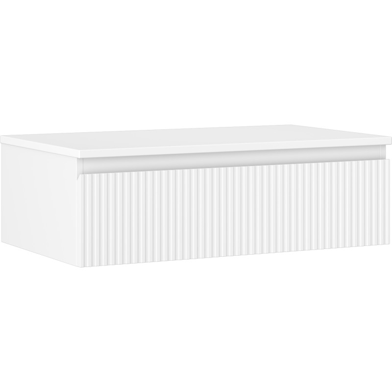 Mexen Rivel armoire de salle de bain sous le lavabo 80 cm avec plateau, 1 tiroir, rainurée, blanche mate - 91A20-08023-1-BFC01