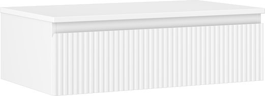 Mexen Rivel armoire de salle de bain sous le lavabo 80 cm avec plateau, 1 tiroir, rainurée, blanche mate - 91A20-08023-1-BFC01