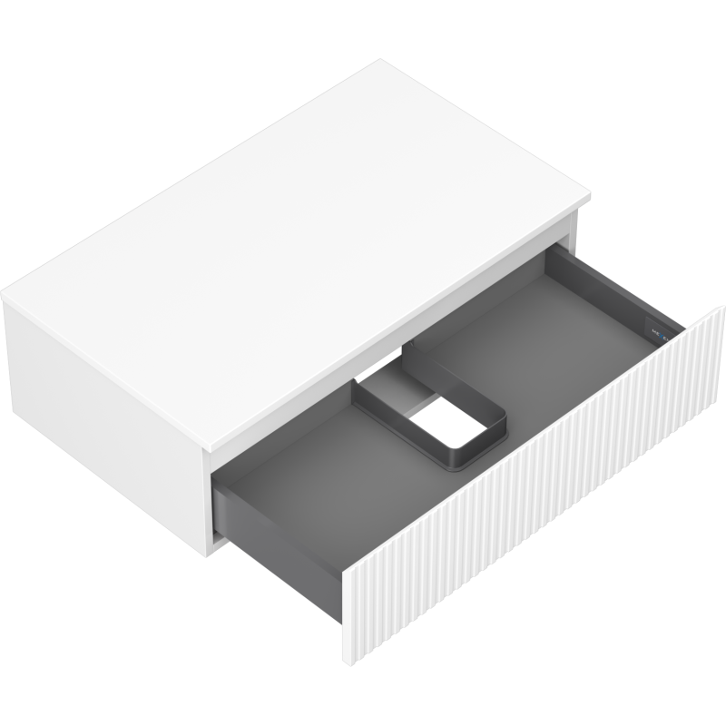 Mexen Rivel meuble de salle de bain sous-lavabo 80 cm avec plateau, 1 tiroir, rainuré, blanc mat - 91A20-08023-1-BFC01