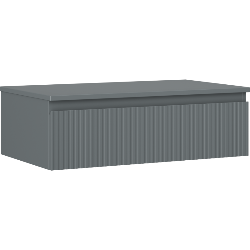 Mexen Rivel meuble de salle de bain sous vasque 80 cm avec plateau, 1 tiroir, rainuré, graphite mat - 91A20-08023-1-BFC66