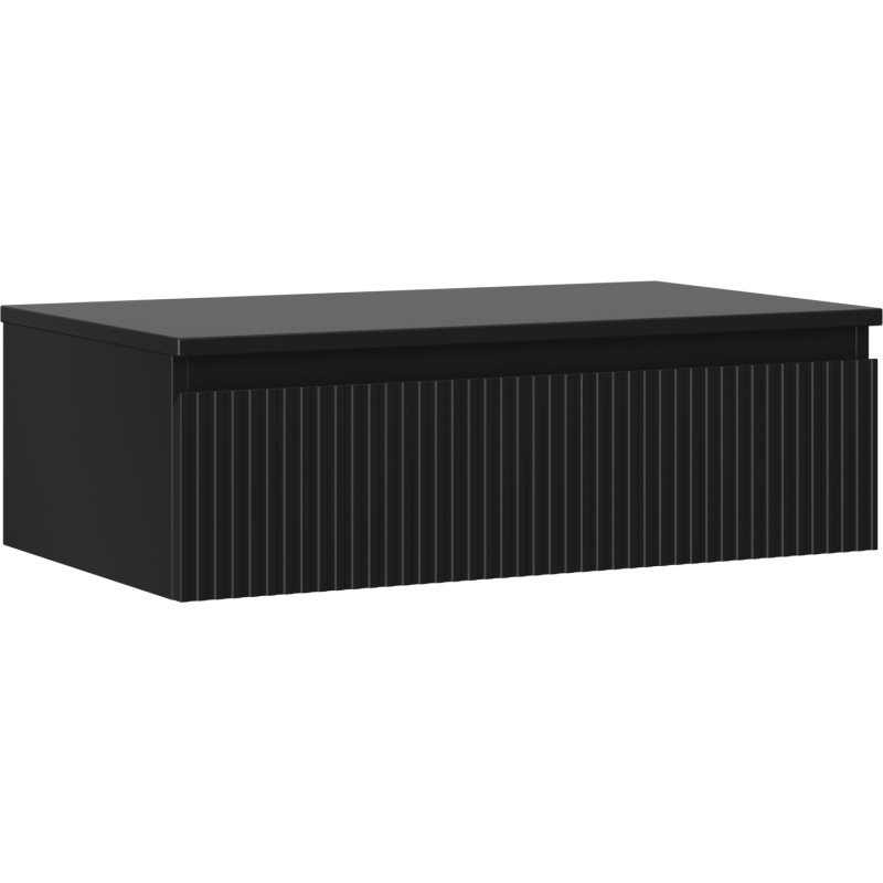 Mexen Rivel Meuble de salle de bains sous lavabo 80 cm avec plan, 1 tiroir, rainuré, noir mat - 91A20-08023-1-BFC71
