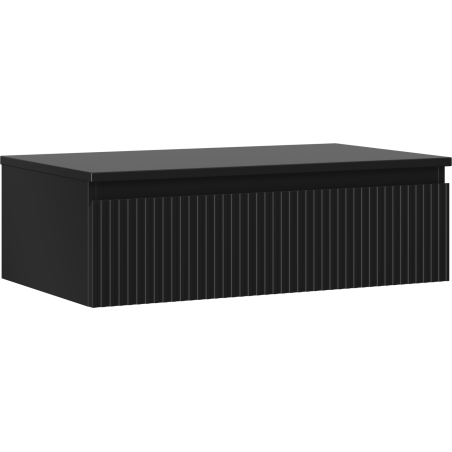 Mexen Rivel meuble de salle de bain sous-lavabo 80 cm avec plateau, 1 tiroir, rainuré, noir mat - 91A20-08023-1-BFC71