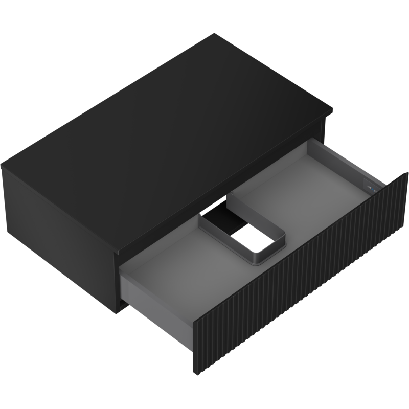 Mexen Rivel meuble de salle de bain sous-lavabo 80 cm avec plateau, 1 tiroir, rainuré, noir mat - 91A20-08023-1-BFC71