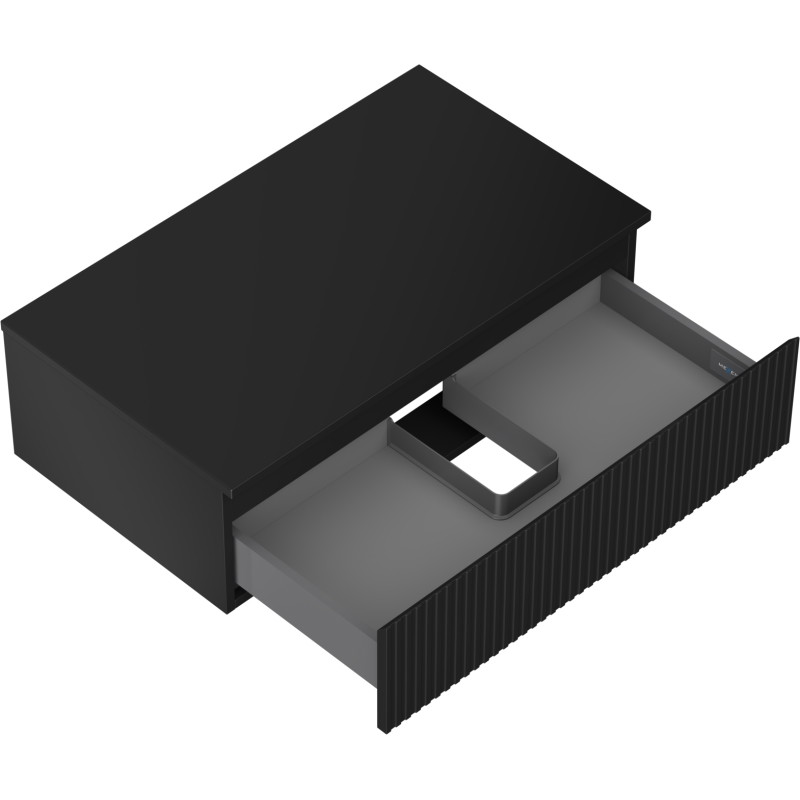 Mexen Rivel Meuble de salle de bains sous lavabo 80 cm avec plan, 1 tiroir, rainuré, noir mat - 91A20-08023-1-BFC71