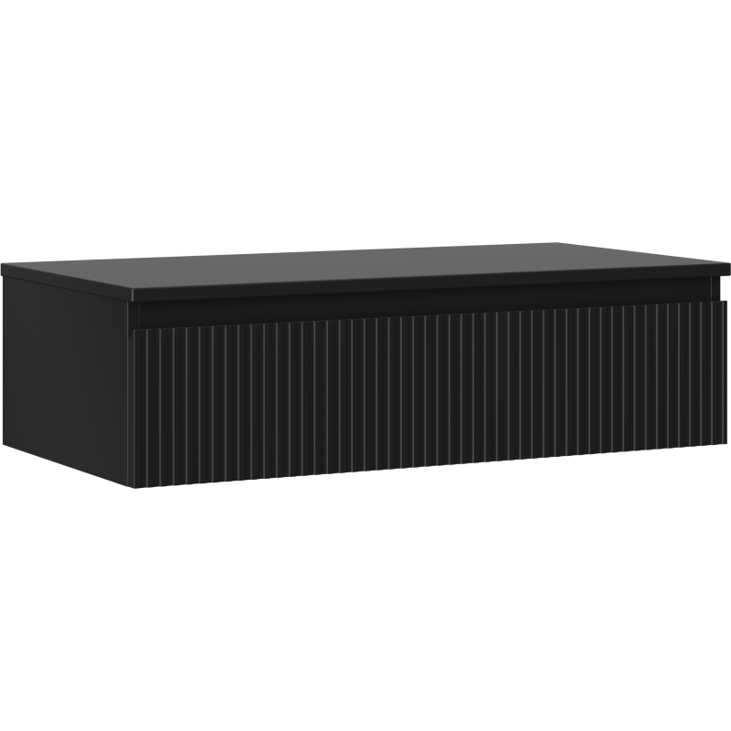 Mexen Rivel meuble de salle de bain sous lavabo 90 cm avec plateau, 1 tiroir, rainuré, noir mat - 91A20-09023-1-BFC71