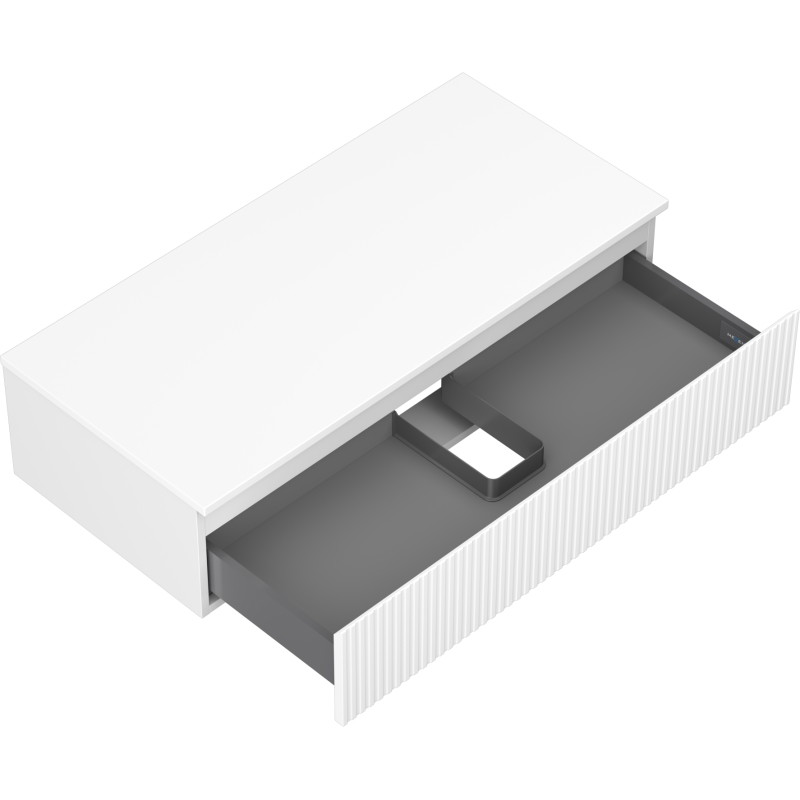 Mexen Rivel Meuble de salle de bain sous lavabo 100 cm avec plateau, 1 tiroir, rainuré, blanc mat - 91A20-10023-1-BFC01
