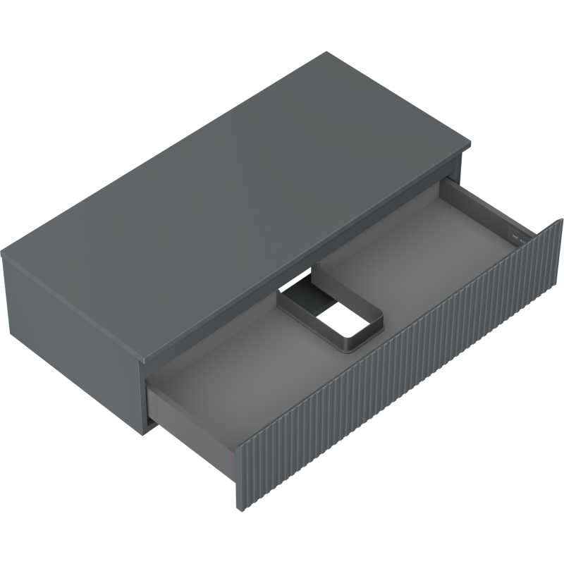 Mexen Rivel meuble de salle de bain sous-vasque 100 cm avec plateau, 1 tiroir, rainuré, graphite mat - 91A20-10023-1-BFC66