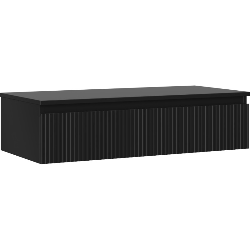 Mexen Rivel meuble de salle de bain sous lavabo 100 cm avec plateau, 1 tiroir, rainuré, noir mat - 91A20-10023-1-BFC71