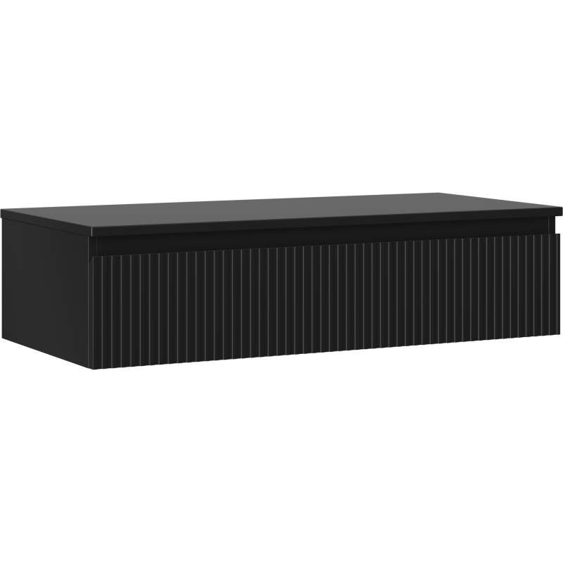 Mexen Rivel meuble de salle de bain sous-vasque 100 cm avec plateau, 1 tiroir, rainuré, noir mat - 91A20-10023-1-BFC71