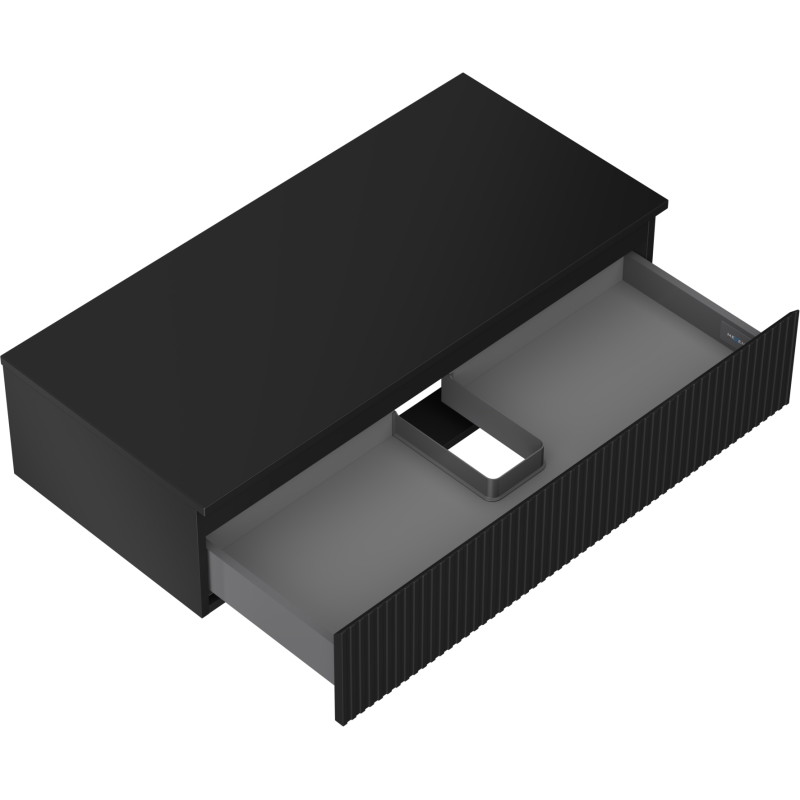 Mexen Rivel meuble de salle de bain sous lavabo 100 cm avec plateau, 1 tiroir, rainuré, noir mat - 91A20-10023-1-BFC71